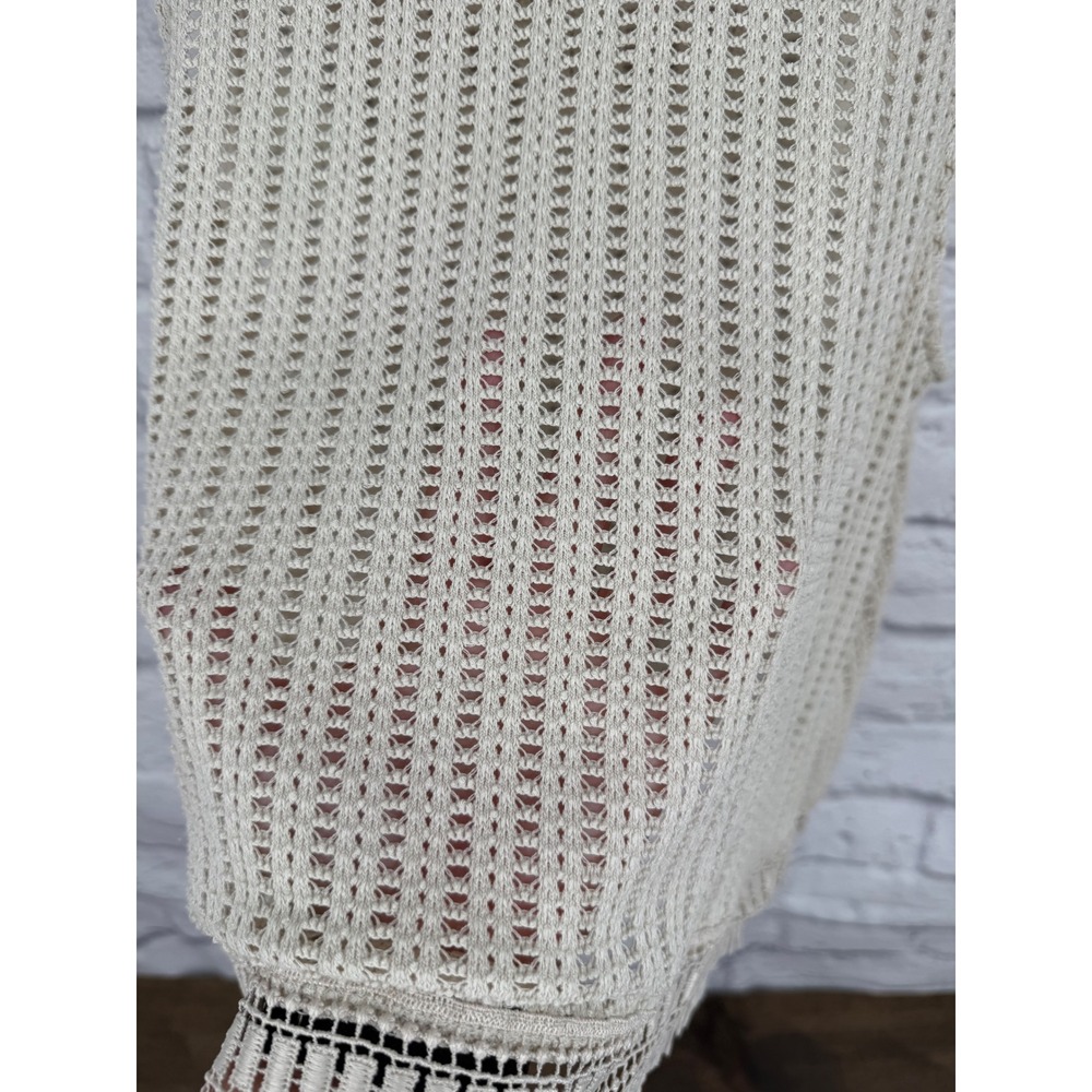 Old Navy Cream Open Knit Crochet Tank Top Boho Festival Beach Cover Up Women's S - Picture 5 of 9
